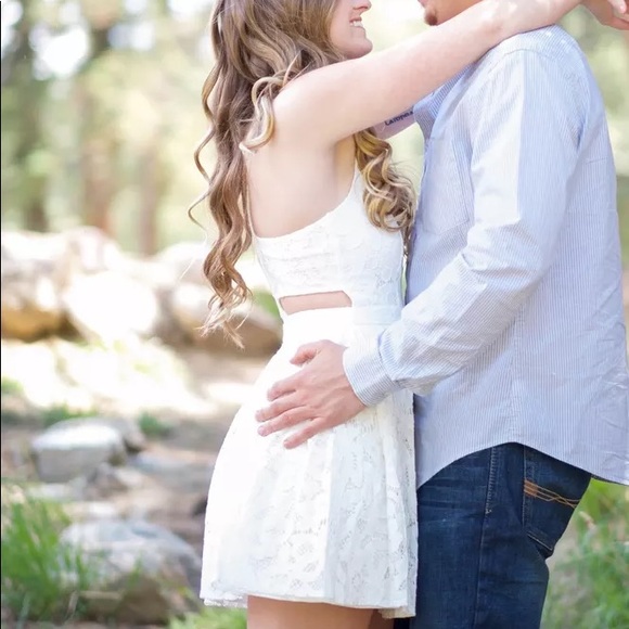 Lulu’s White Lace Flare Cut-Out Back Dress - Picture 4 of 12